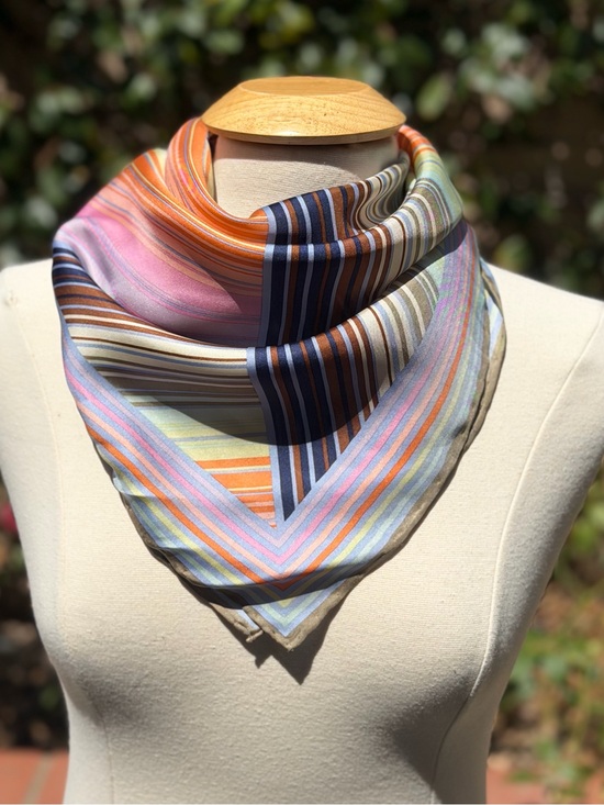 Accessories - Striped Multicolor Silk Scarf - Women's Fashion Wrap